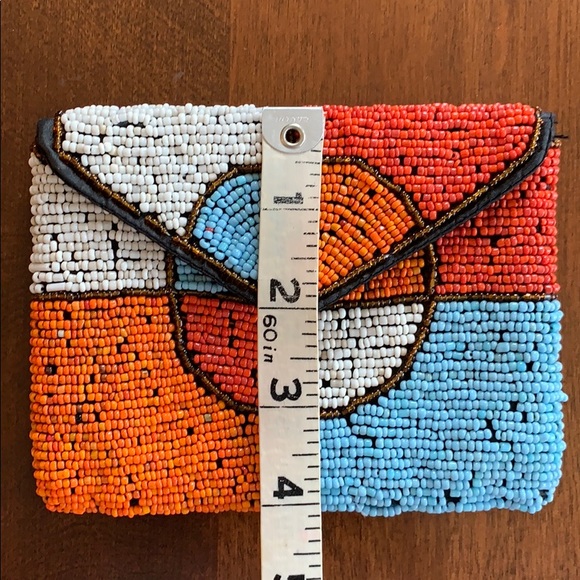 Beaded Bag Boho Multi Colored card holder Wallet - Picture 7 of 7